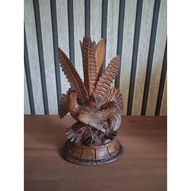 Wood Antique Black Forest Hand-Carved Linden Wood Bird Vase Holders, 1890s, Set of 2 For Sale - Image 7 of 11