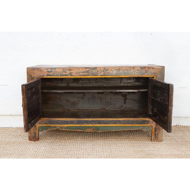 19th Century Antique Painted Qing Dynasty Buffet Cabinet For Sale - Image 5 of 15