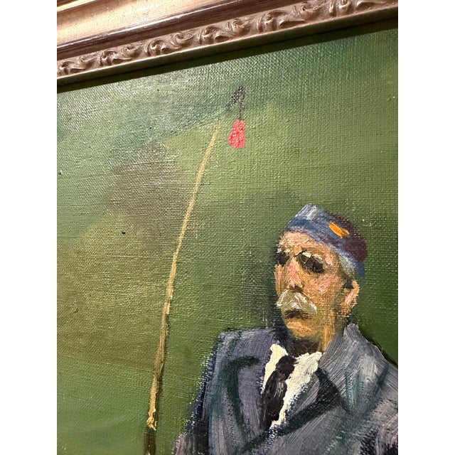 Original oil on canvas by Polish artist Ludwik Maciąg (1920–2007). Large panoramic composition depicting a dynamic four-...