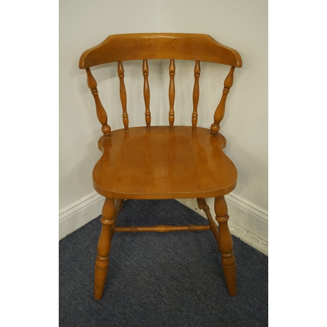 American High End Vintage Solid Hard Rock Maple Colonial Early American Pub Style Side Chair For Sale - Image 3 of 8