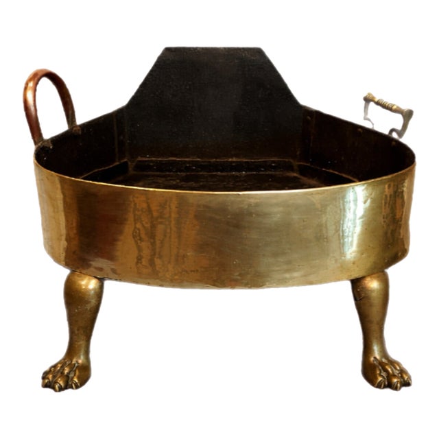 Vintage Brass Cauldron Brazier or Planter For Sale