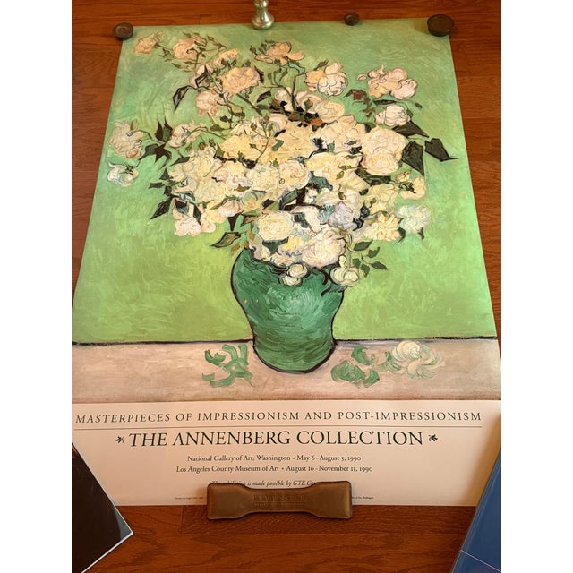 1990s Authentic Rare Exhibition Posters From 1990 for the National Gallery of Art in Washington Featuring Vincent Van Gogh's Vase of Roses (1890 For Sale - Image 5 of 12