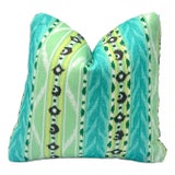 Bailey and Griffin Fabric in Sea Green Throw Pillow Cover For Sale