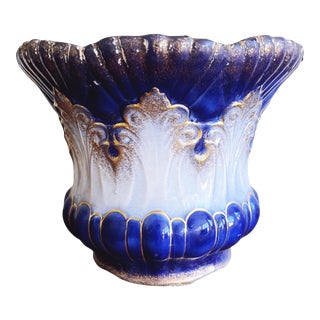 Vintage Jardiniere Ceramic Painted Planter For Sale