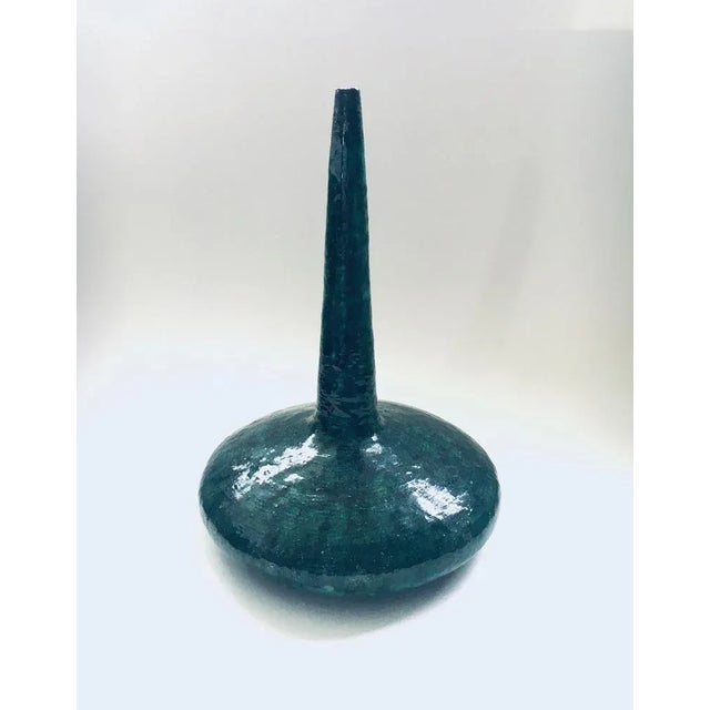 1970s Handmade Art Pottery Ceramic Fluted Vase, Belgium, 1970s For Sale - Image 5 of 10