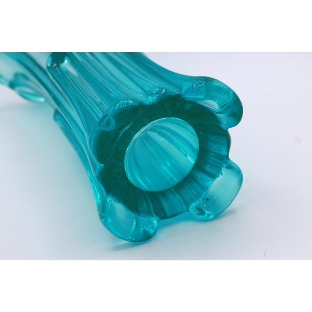 Aqua Art Deco Vase by Rudolf Schrötter for Rudolfova Hut, 1958 For Sale - Image 8 of 10
