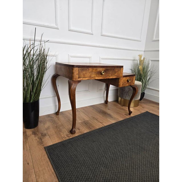 Wood Mid-Century Modern Italian Art Deco Walnut Burl Desk, 1960s For Sale - Image 7 of 10