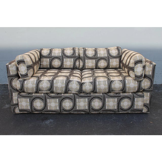 C1970's Original Ultra Modern Sofa With Designer Retro Fabric For Sale - Image 11 of 12