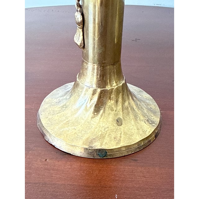 1970s Solid Brass Candle Holders Rope and Tassel Design — A Pair For Sale - Image 10 of 11