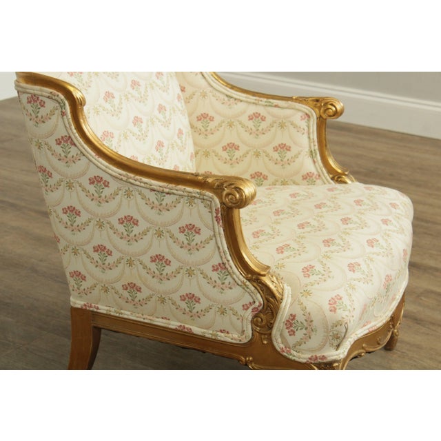 French Louis XV Style Antique Gilt Frame Bergere Chair For Sale - Image 9 of 13