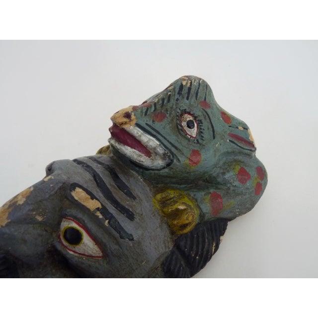 1970s Antique Mexican Mask in Polychrome Carved Wood. 1970s For Sale - Image 5 of 9