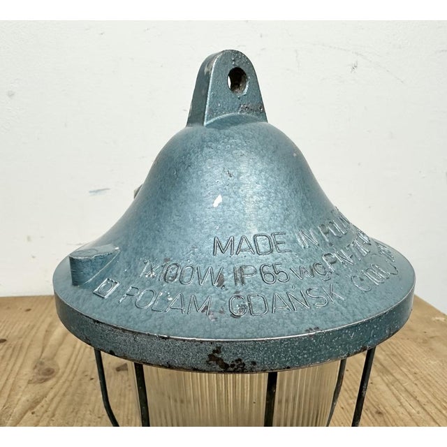 Blue Industrial Bunker Light from Polam Gdansk, 1970s, 1960s For Sale - Image 12 of 15