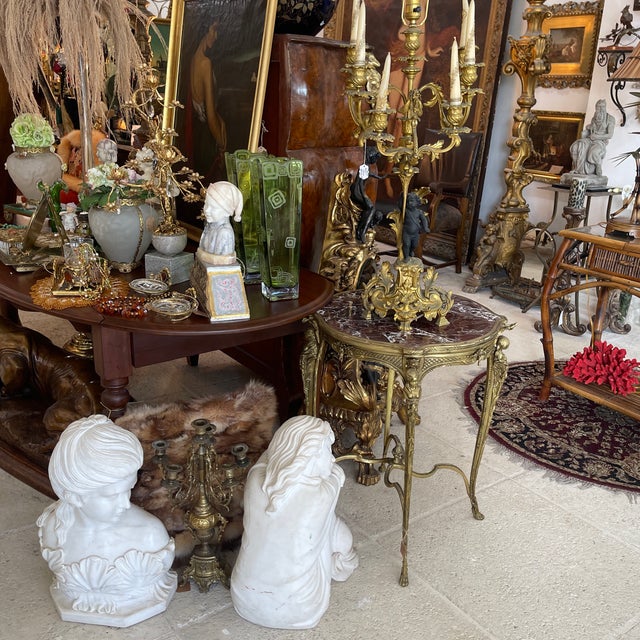 French Louis XV Style Bronze & Marble Table Early 20th Century For Sale - Image 9 of 12