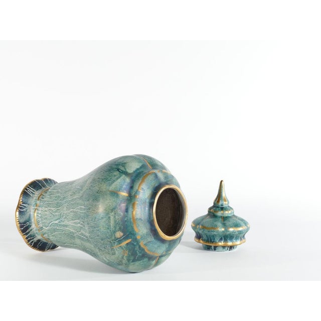 Art Deco Green Lustre Glaze Lidded Vase by Josef Ekberg for Gustavsberg, 1920s For Sale - Image 12 of 17