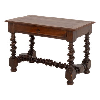 Louis XIII Rectangular Walnut Table With Single Drawer For Sale