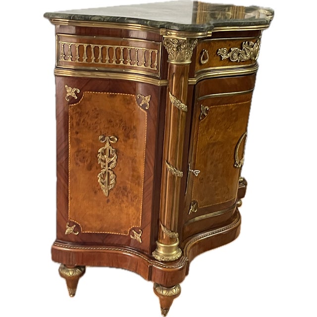 Elegant French Louis XV Bombe Chest. Marble top.