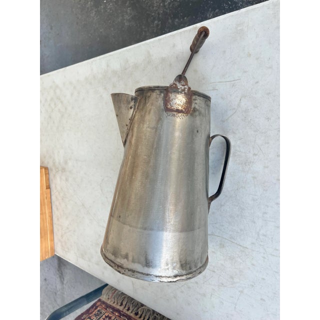 Farmhouse Antique Hand Made Large Metal Coffee Pot/ Pitcher For Sale - Image 3 of 11