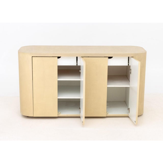 Karl Springer Karl Springer Style Beige Grasscloth Sideboard For Sale - Image 4 of 8