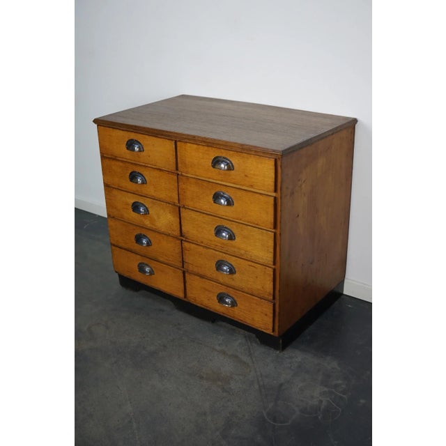 Mid-20th Century German Oak Pine Apothecary Cabinet or Bank of Drawers For Sale - Image 10 of 14