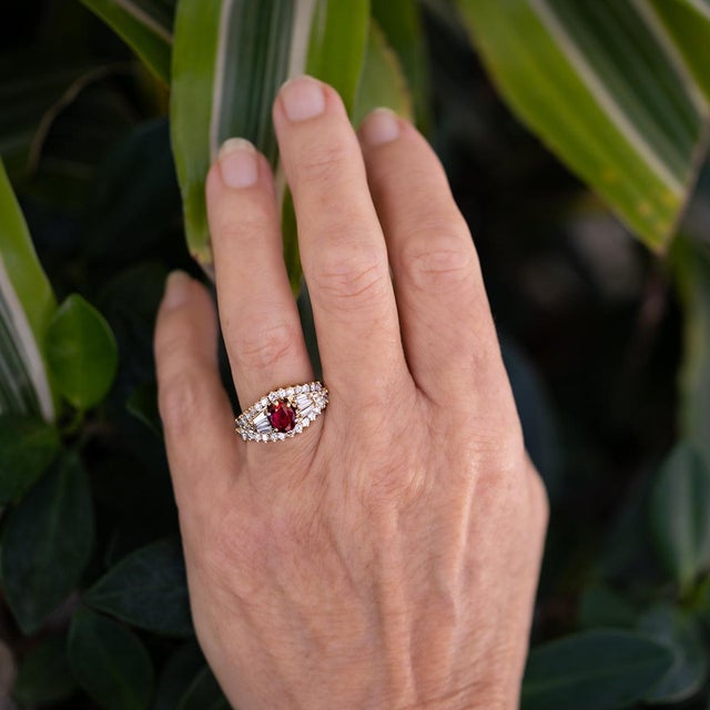 Contemporary Late 20th Century Ruby Ring, Size 5 For Sale - Image 3 of 4