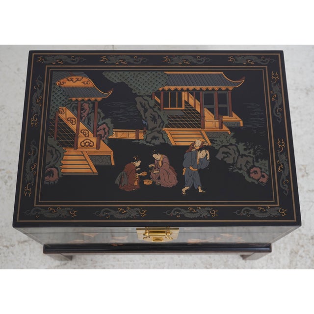 Drexel Chinoiserie Decorated Lift Top Box Stand For Sale - Image 9 of 17