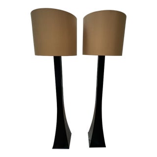 Late 20th Century Armani Casa Tall Floor Lamps With Silk Shades - a Pair For Sale