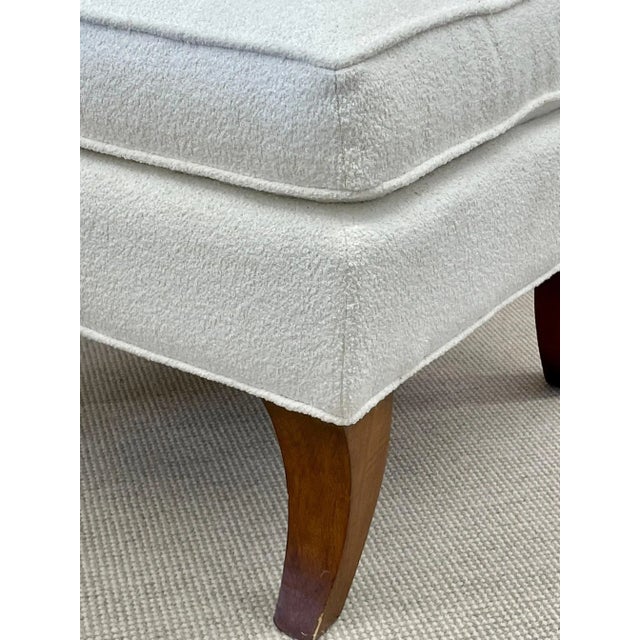 Mid-Century Modern American Designer Tufted Ottomans, Stools, Walnut, Bouclé For Sale - Image 12 of 13
