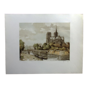 Roger Hebbelinck "Paris Notre Dame" Hand Signed Color Etching Unframed