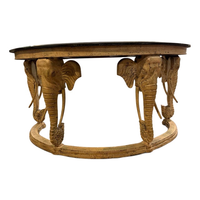 1970s Gampel-Stoll Style Elephant Desk With Tessellated Black Granite Top For Sale