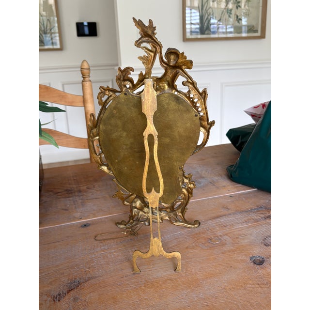 Rococo Antique French Rococo Gilt Bronze Vanity Mirror With Cherubs For Sale - Image 3 of 5