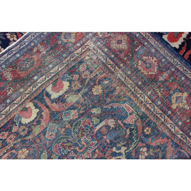 Colorful Antique Persian Sultanabad Rug With Navy Blue Field and Red Border 9'0"x12'1" For Sale - Image 9 of 9
