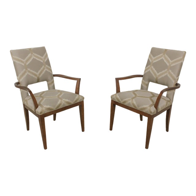 Pair Century Modern Design Upholstered Open Armchairs For Sale