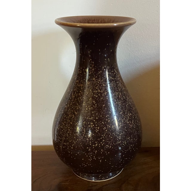 Antique Early 20th Century Japanese Brown Speckled Glaze Baluster Shape Porcelain Vase For Sale - Image 10 of 17