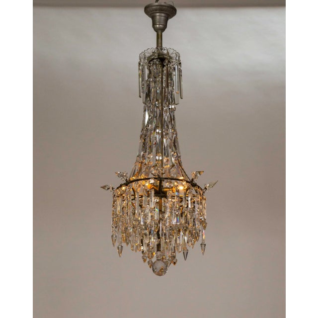 Early 20th Century Cut Crystal Spear Empire Chandelier For Sale - Image 4 of 12