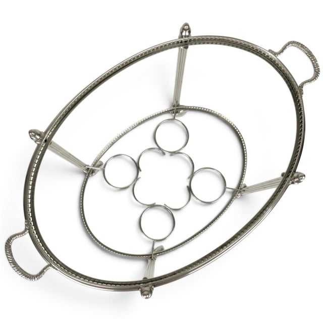 Vintage French Neoclassical Chrome Plated and Brass Drinks Trolley with Serving Tray, 1950s For Sale - Image 11 of 18