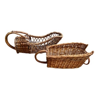 French Wicker Bottle Holders, Pair For Sale