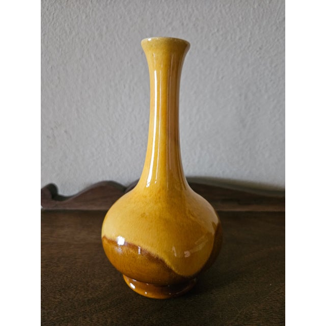 Mid 20th Century Haeger Yellow and Brown Glazed Bud Vase For Sale - Image 13 of 13