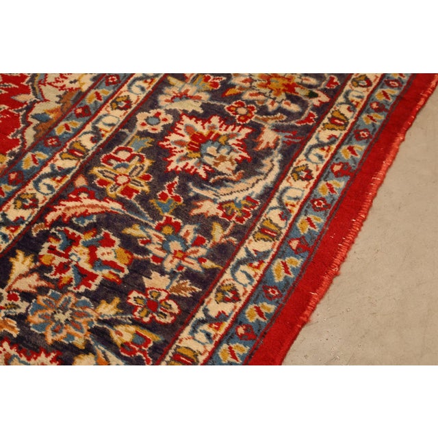 Hand Knotted Persian Style Vintage Wool Area Rug Red Field Floral Medallion For Sale - Image 13 of 18