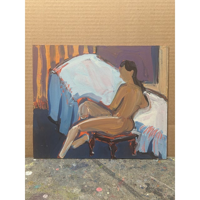2000 - 2009 Double Sided Expressionist Figure Studies 10”x12” Two Sided Painting For Sale - Image 5 of 6