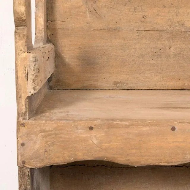 Spanish Late 18th Century Carved Primitive Spanish Catalan Settle Bench For Sale - Image 3 of 13