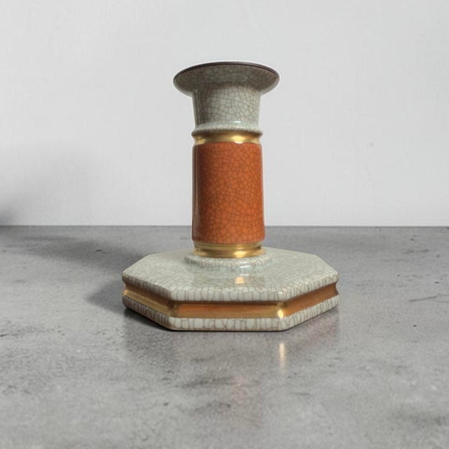 Royal Copenhagen Danish Craquelé Porcelain Candlestick from Royal Copenhagen For Sale - Image 4 of 11