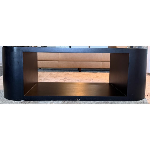 Black Lulu and Georgia "Luna" Matte Black Oval Coffee Table - Modern Minimalist For Sale - Image 8 of 9