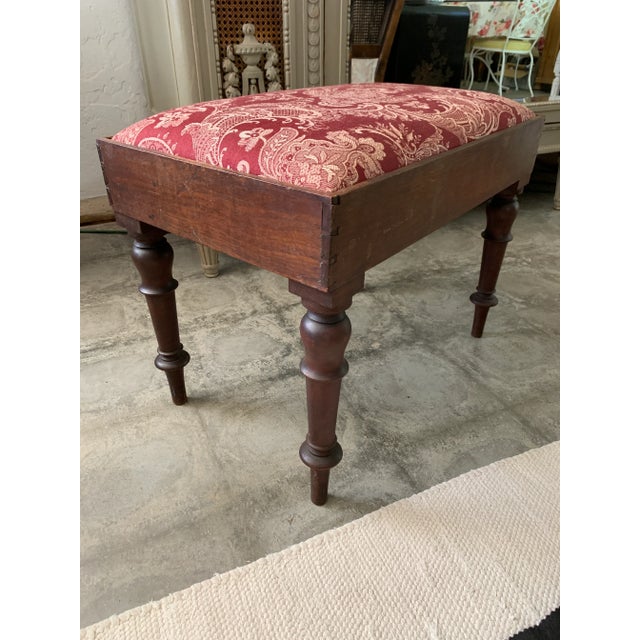 19th Century Antique 1800s French Bidet Stool Upholstered Bench For Sale - Image 5 of 9