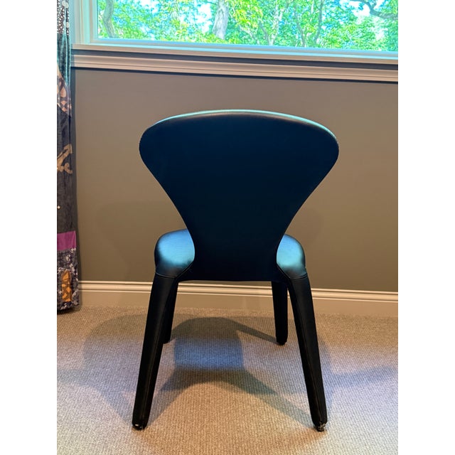 Roche Bobois 6 Roche Bobois "Marylin" Chairs - Inca Leather Black For Sale - Image 4 of 6
