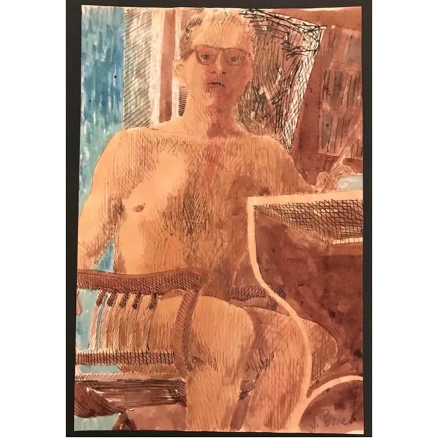 Mid-Century Modern 1960 James Bone Mid Century Modern Self Portrait For Sale - Image 3 of 3