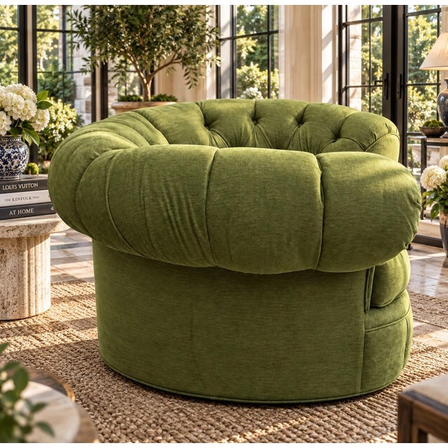 1970s Oversized Chesterfield Style Tub Chair For Sale In New York - Image 6 of 7