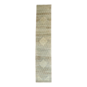 Antique Zabihi Collection Long Gray Green Persian Malayer Runner