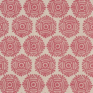 Schumacher Gilded Star Hand Block Fabric In Red For Sale