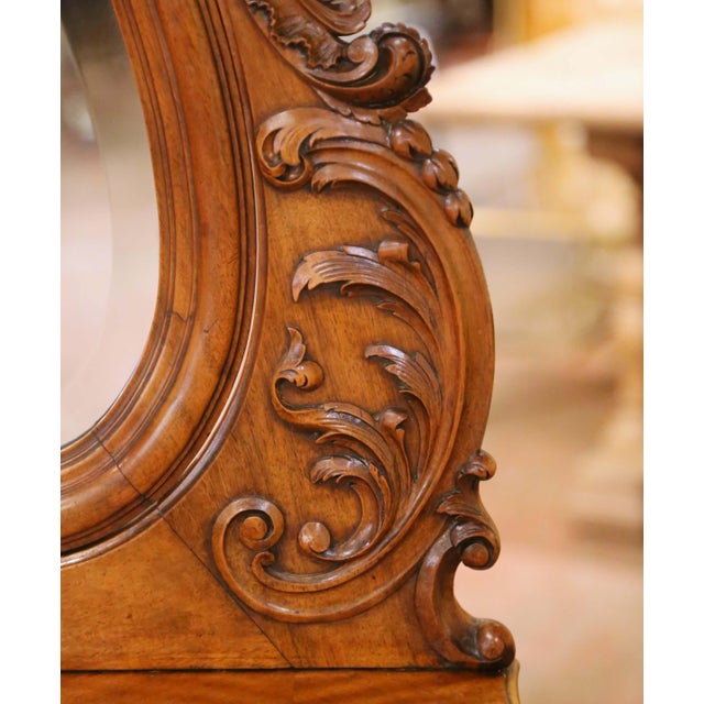 Brown 19th Century French Louis XV Style Walnut Coiffeuse Dressing Table With Mirror For Sale - Image 8 of 13