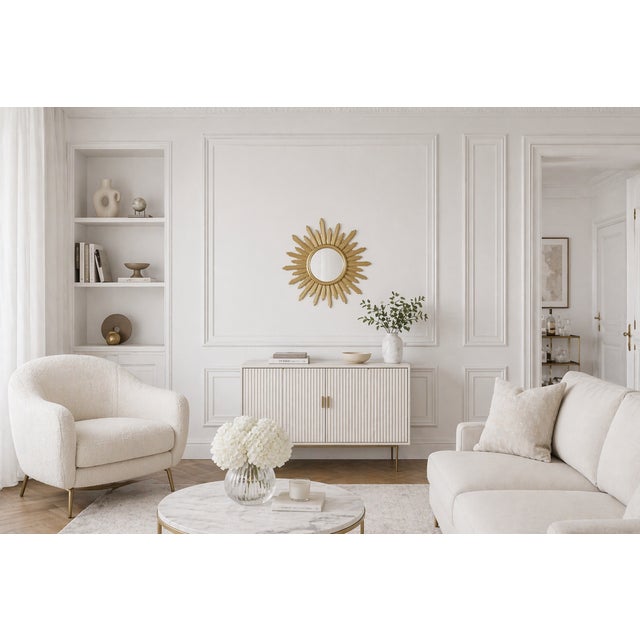 Convex Sunburst Mirror in Gold Resin For Sale - Image 6 of 10